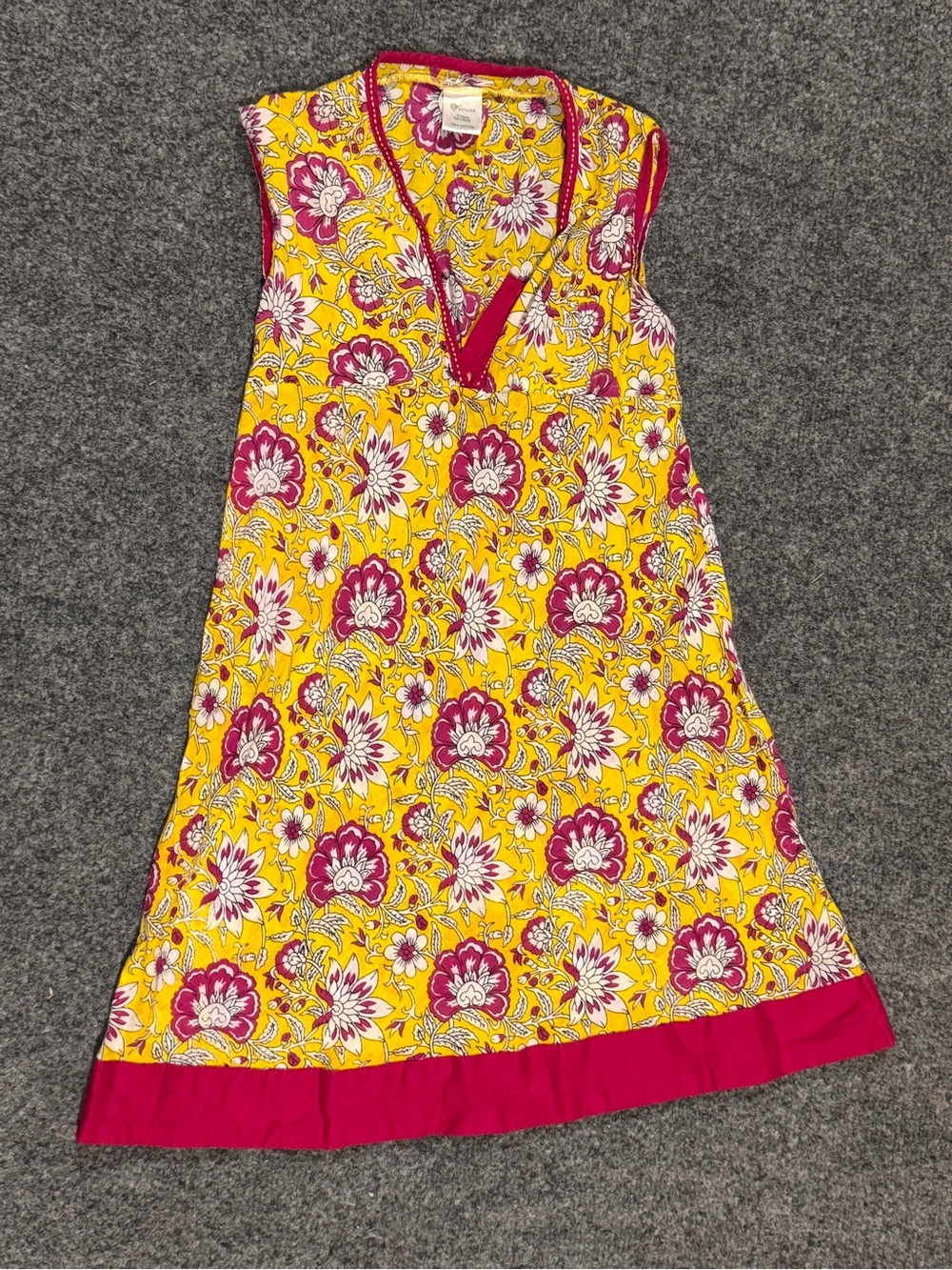 Westside Utsa Kids Yellow Pink Floral Cotton Dress Sz 9-11 Years Boho Indian